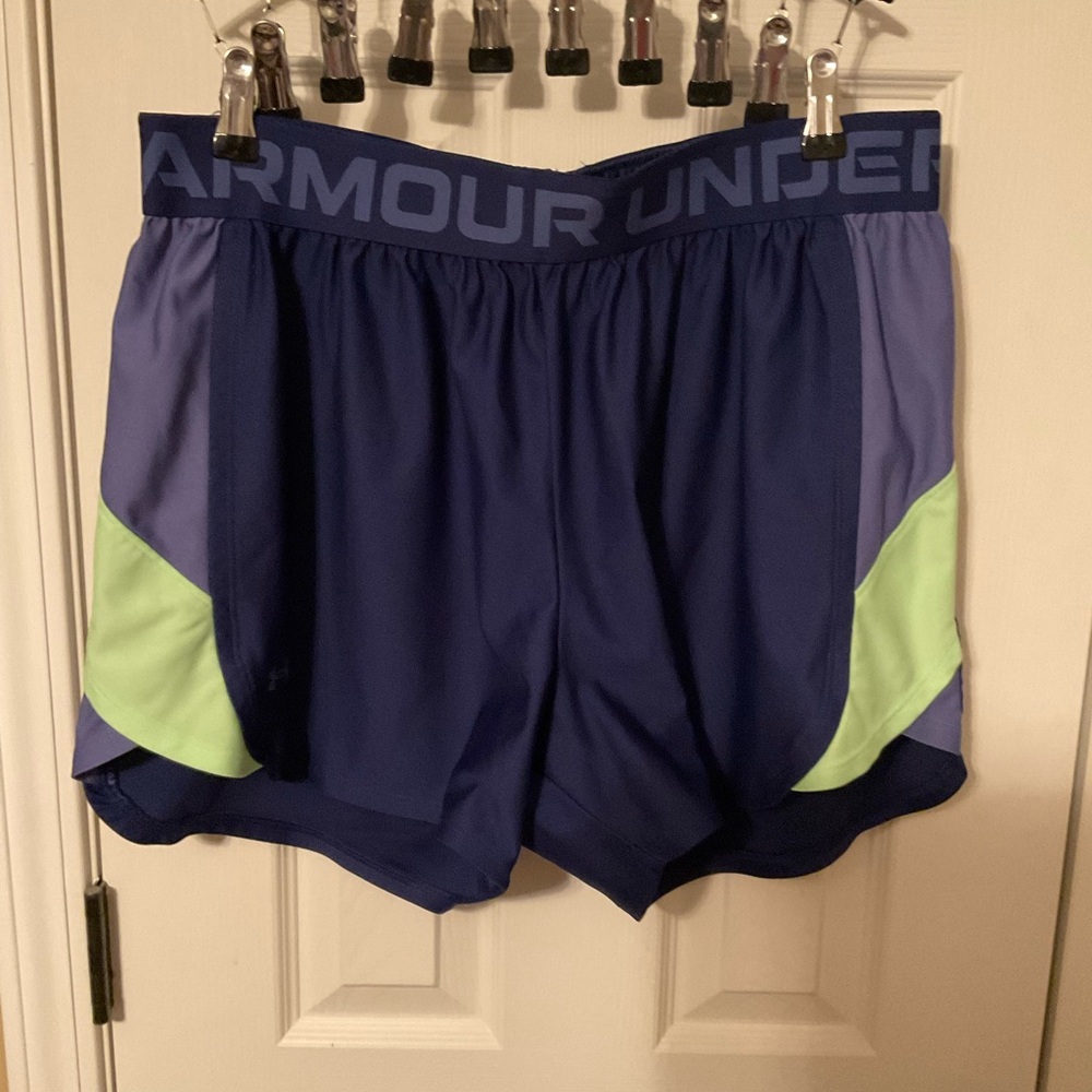 Under Armour Women's Navy and Lime Athletic Shorts